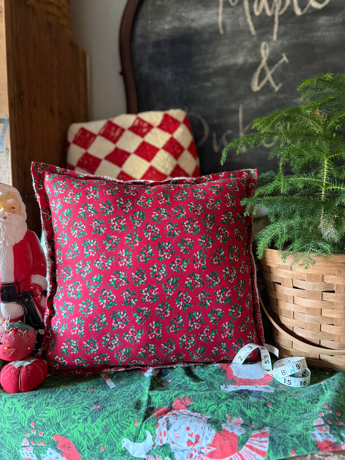 Cross Stitched Noel Pillow
