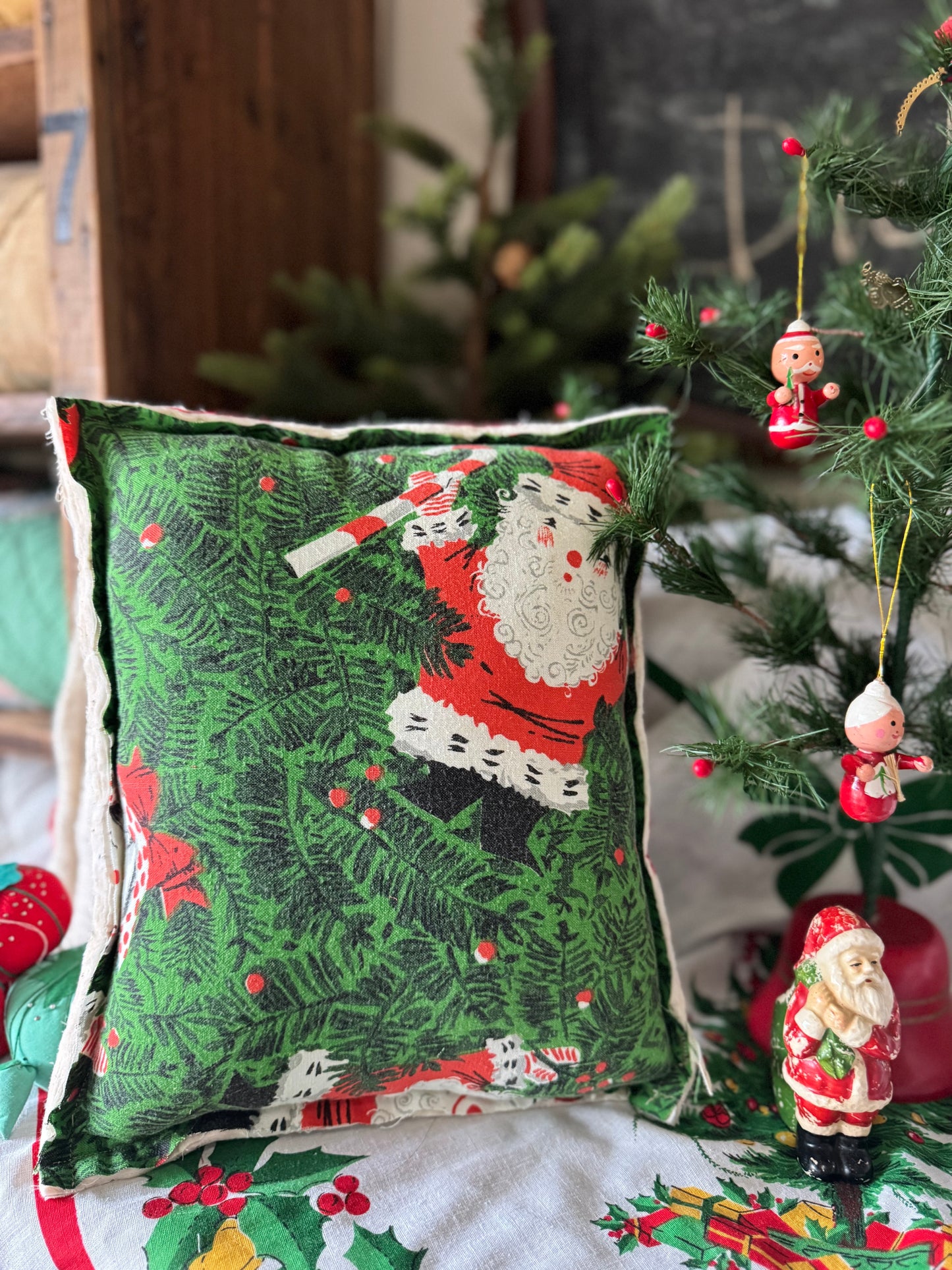 Vintage Santa Face Pillow 5