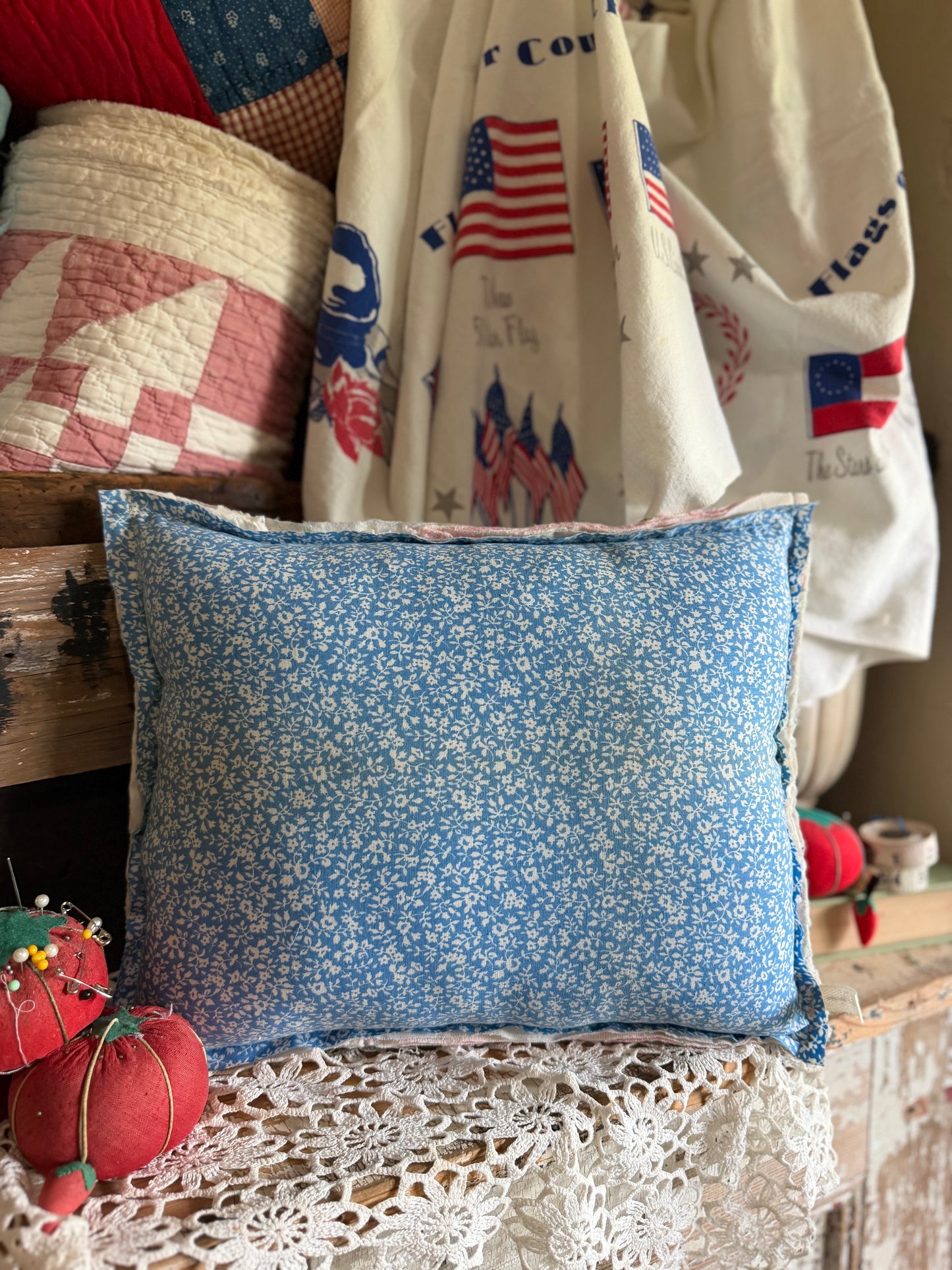 Red, White, and Bloom Pillow 7