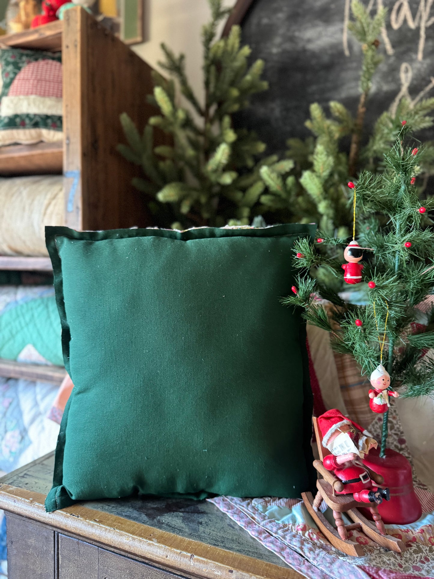 Vintage Santa layered pillow 1