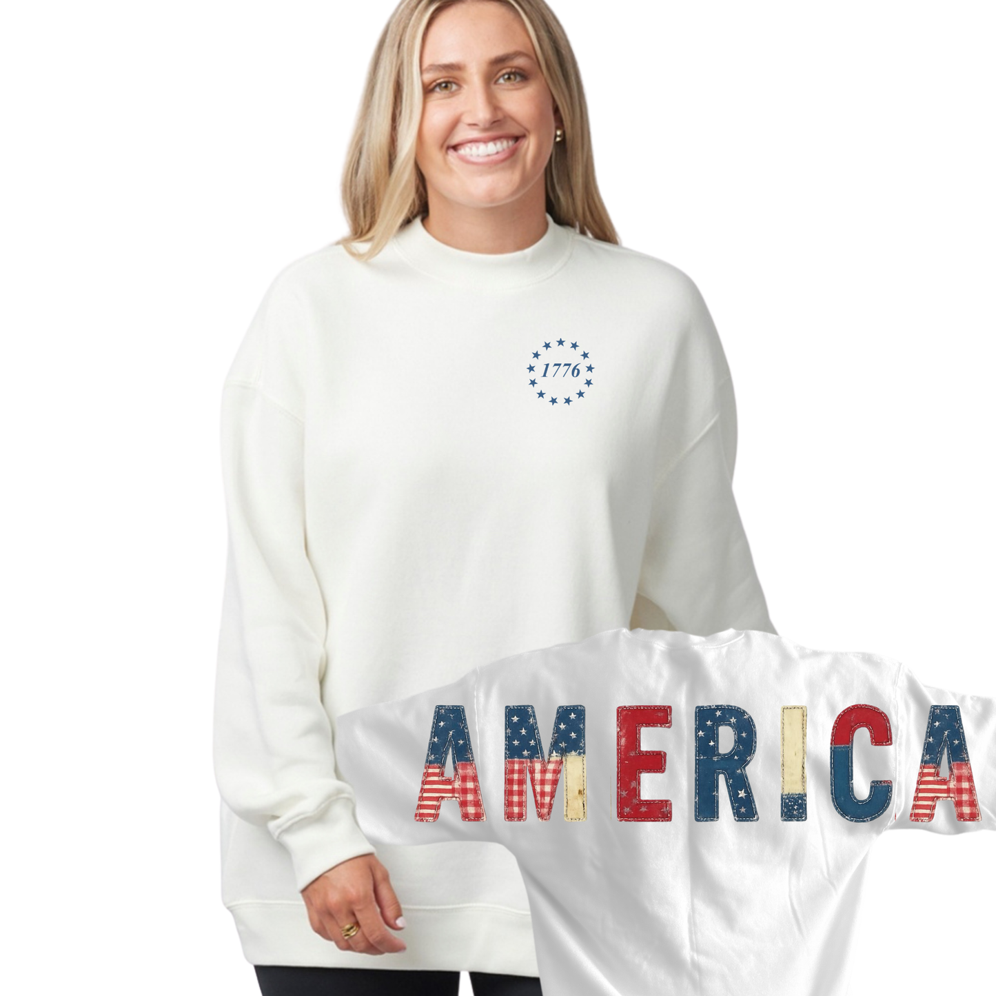 America Patchwork 1776 Crewneck Sweatshirt