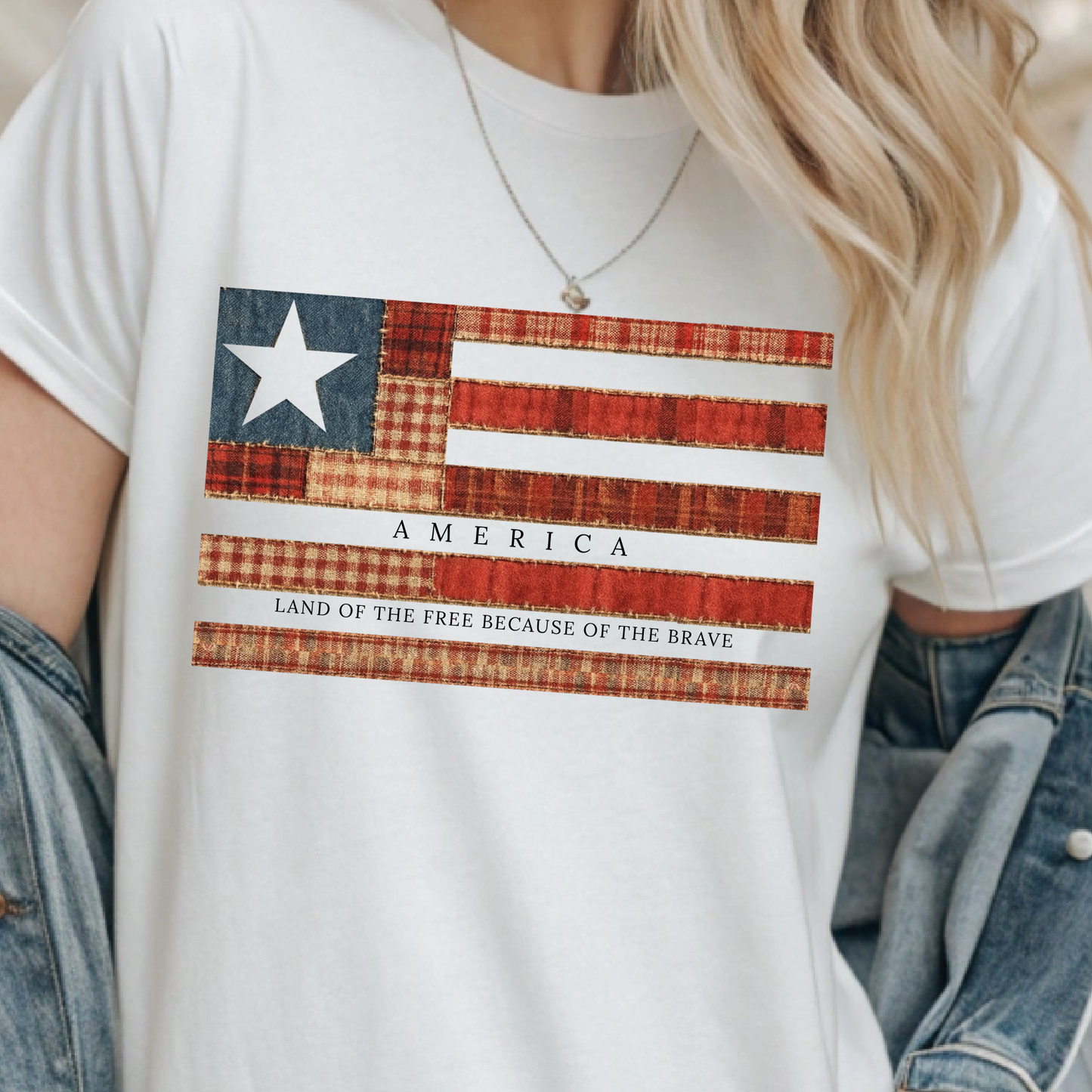 American Flag Land of the free because of the brave Tshirt or Long sleeve