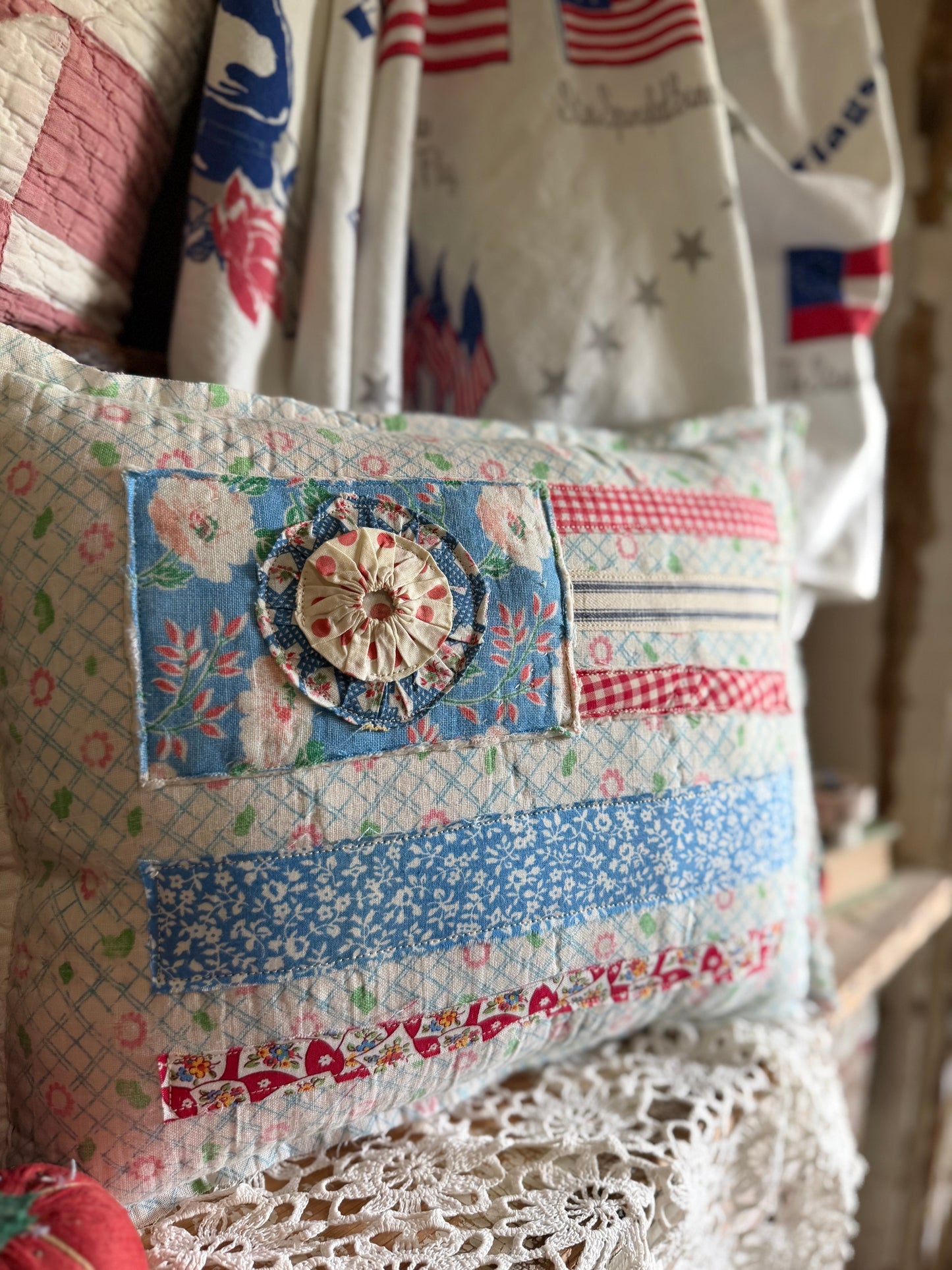 Red, White, and Bloom Pillow 7