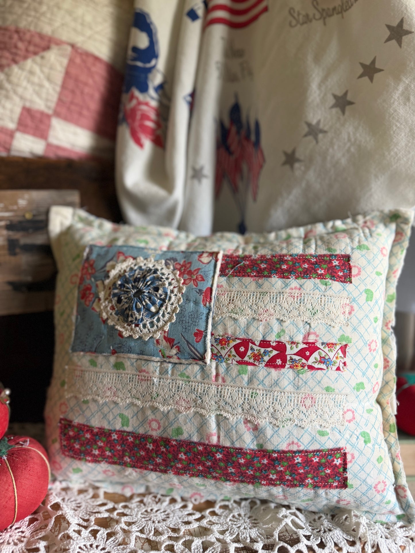 Red, White, and Bloom Pillow 6