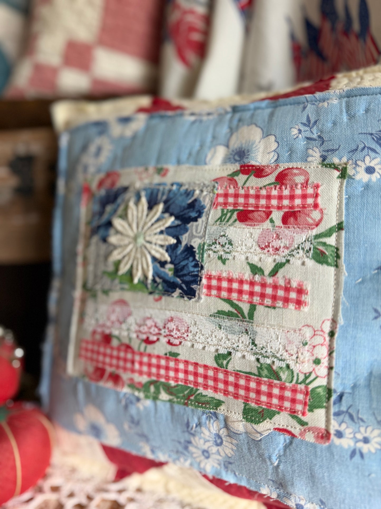 Red, White, and Bloom Pillow 3