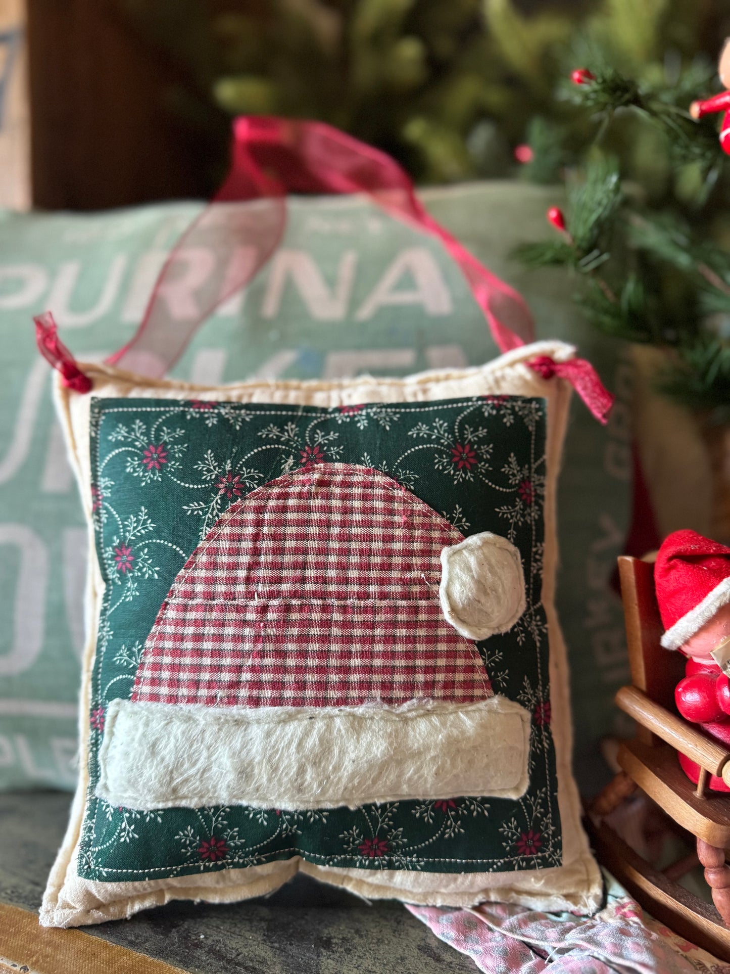 Hanging Mini Santa Hat Pillow