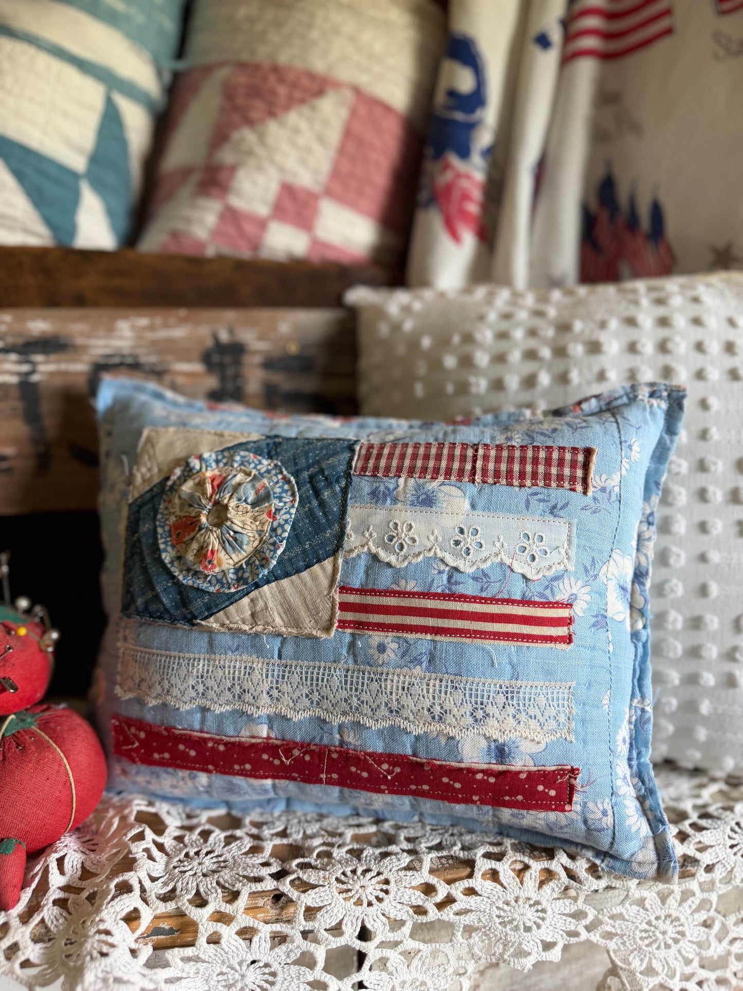 Red, White, and Bloom Pillow 4