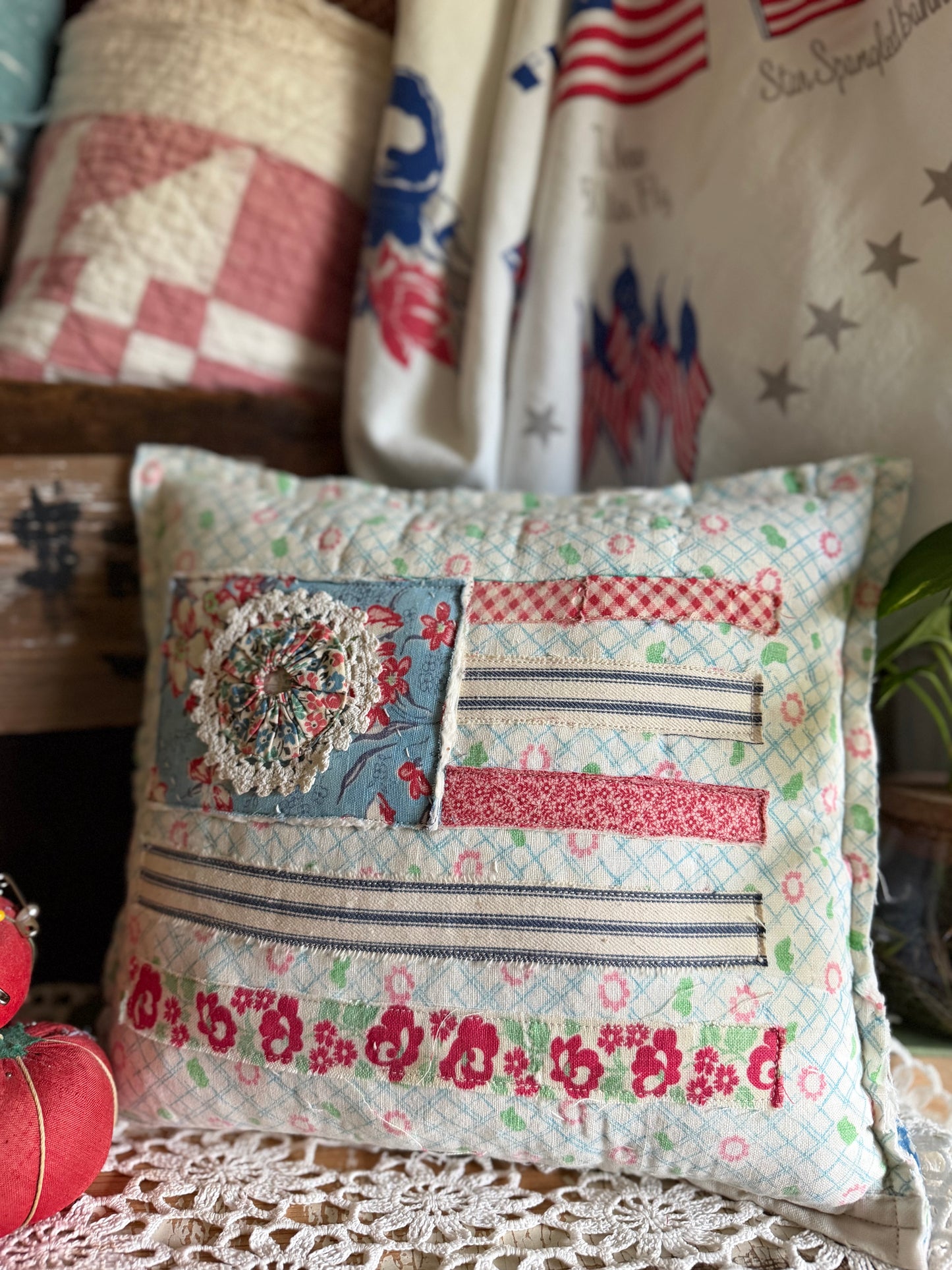 Red, White, and Bloom Pillow 5