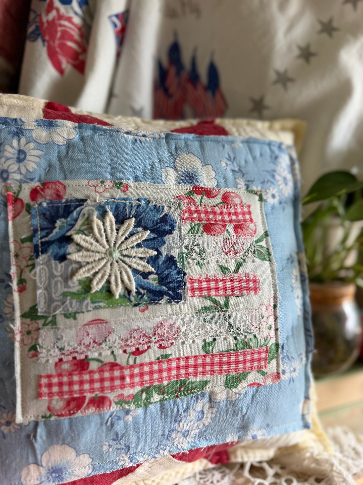 Red, White, and Bloom Pillow 3