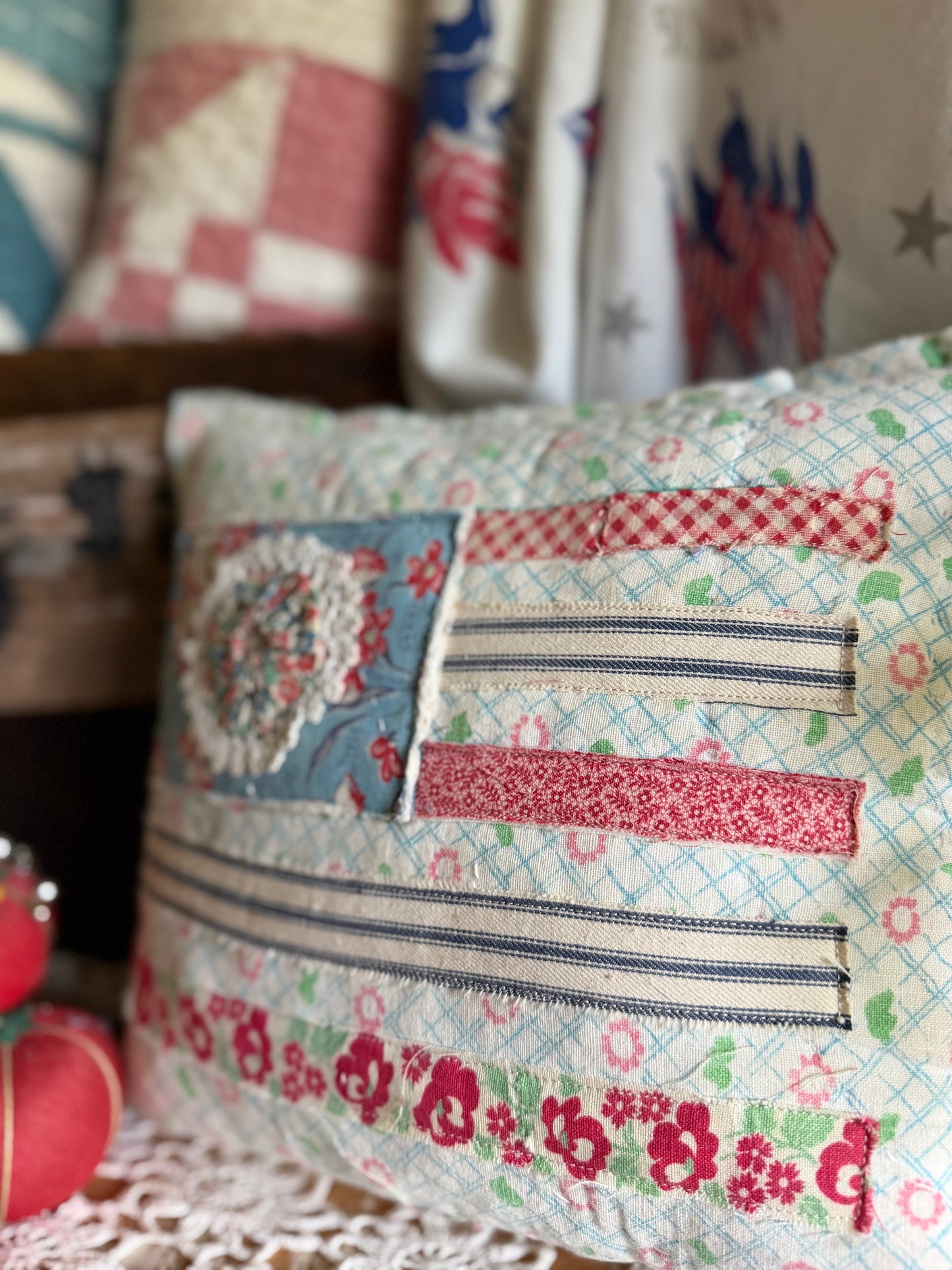 Red, White, and Bloom Pillow 5