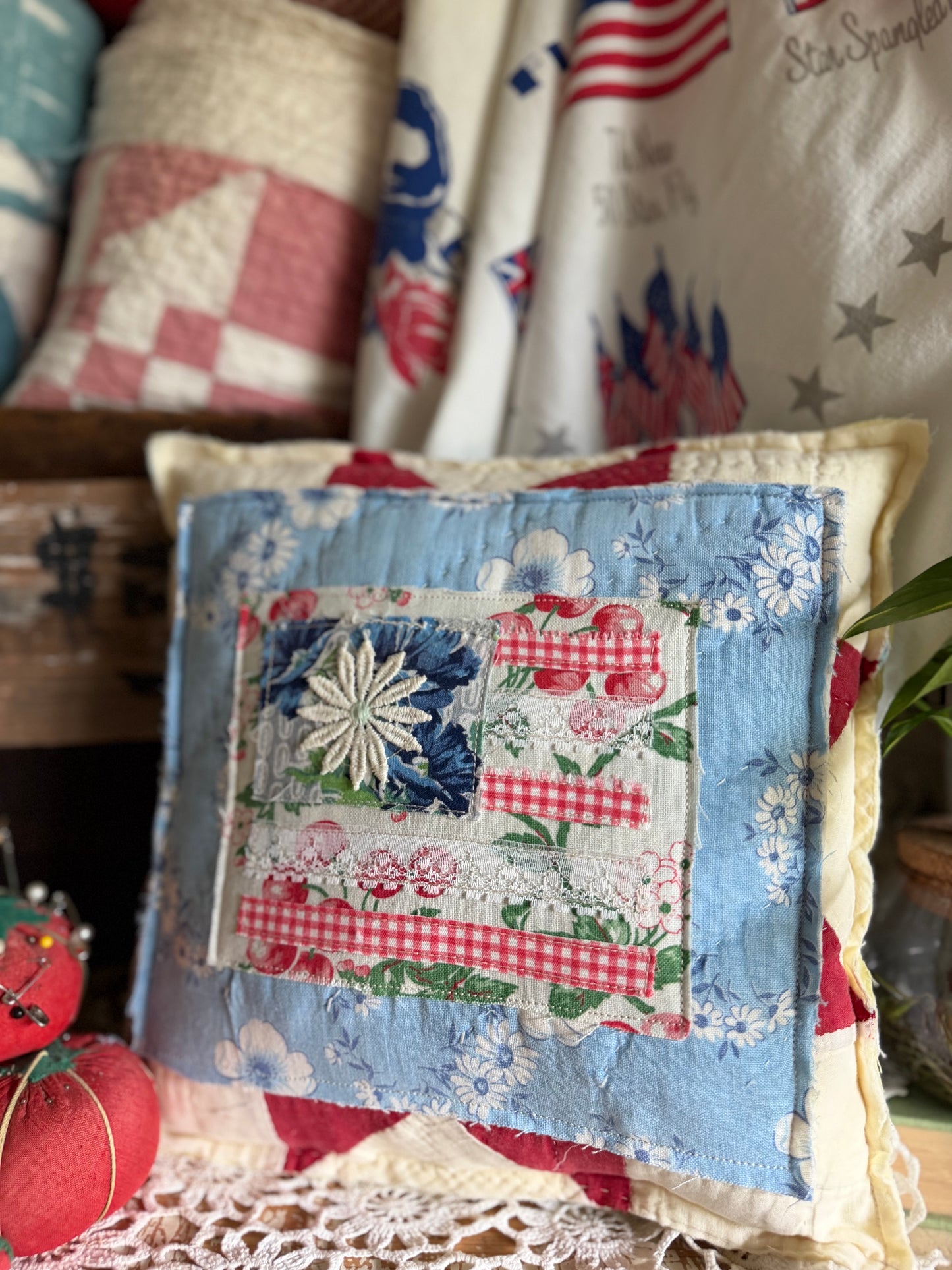 Red, White, and Bloom Pillow 3