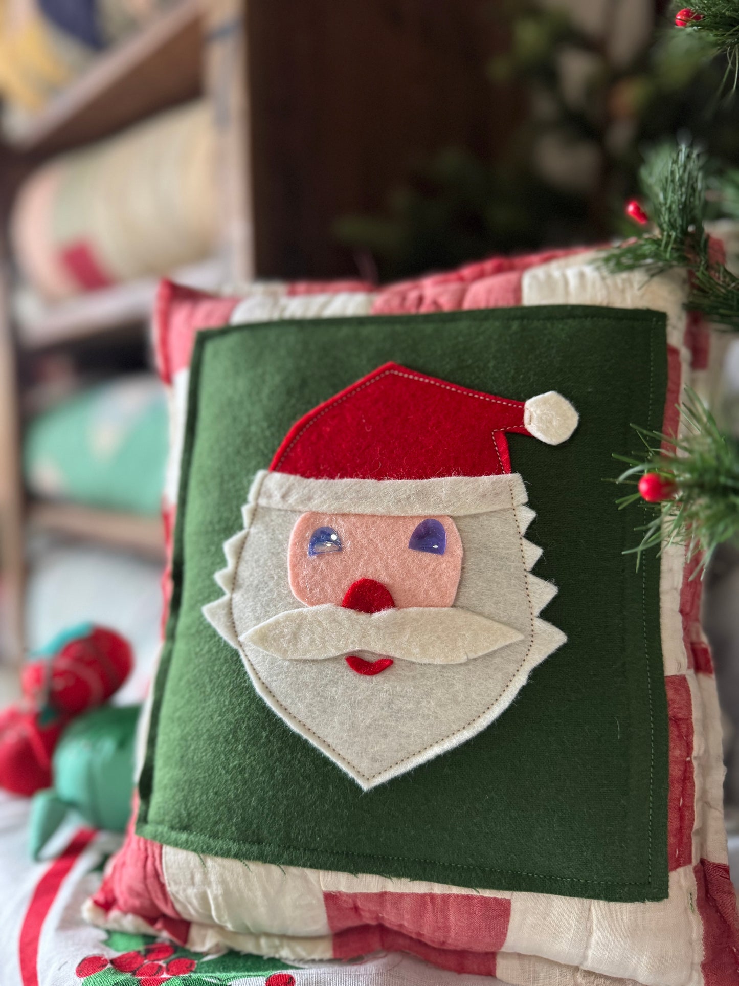 Vintage Santa Face Pillow 1