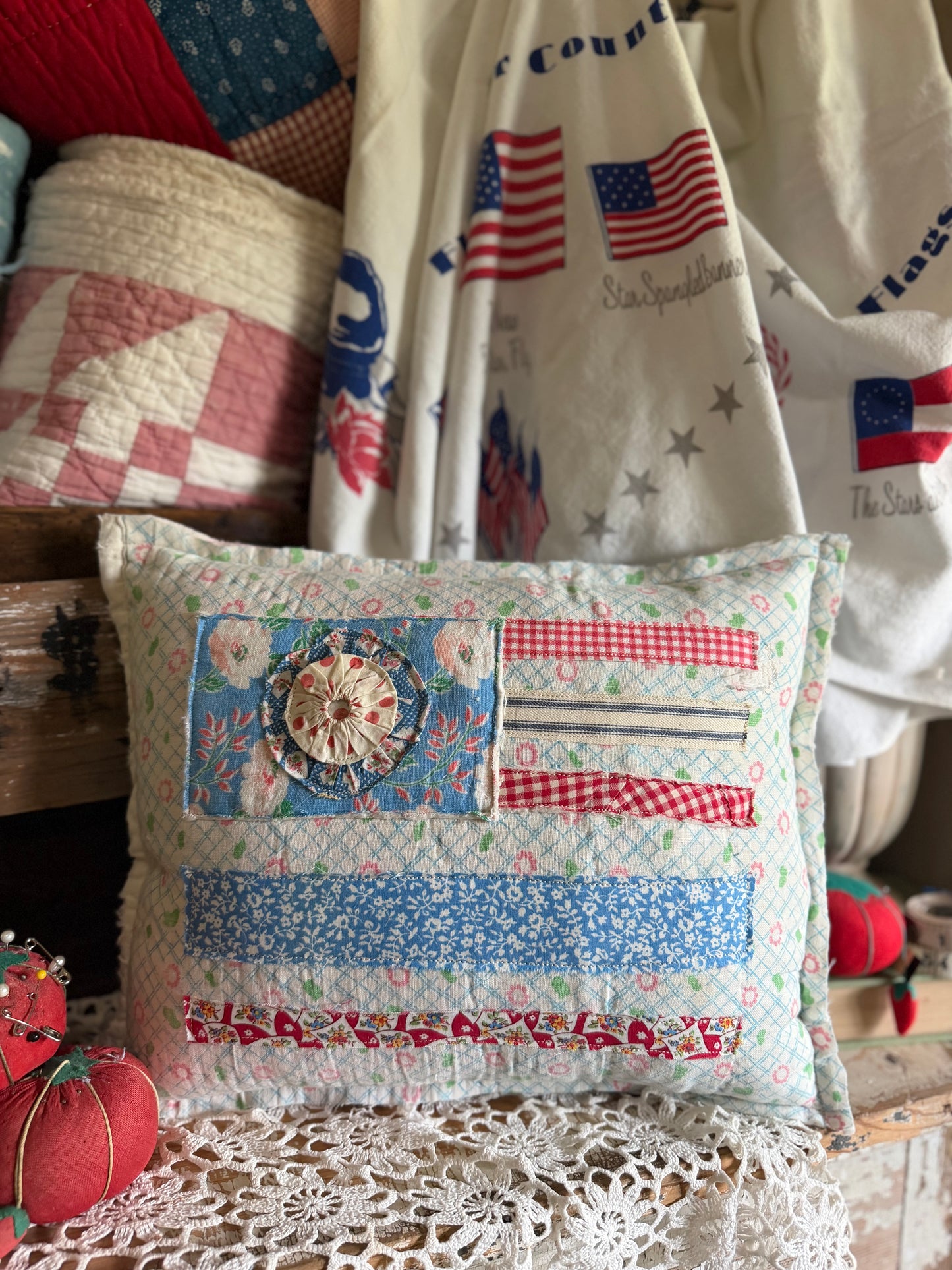 Red, White, and Bloom Pillow 7