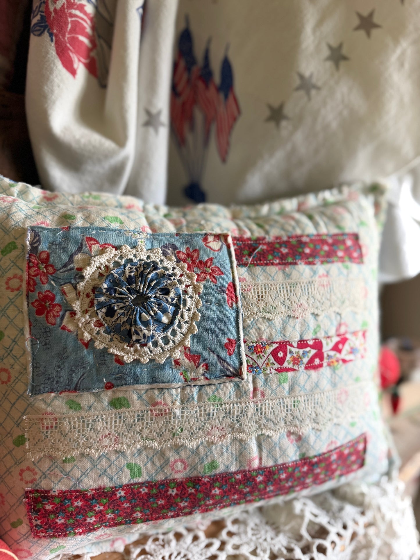 Red, White, and Bloom Pillow 6