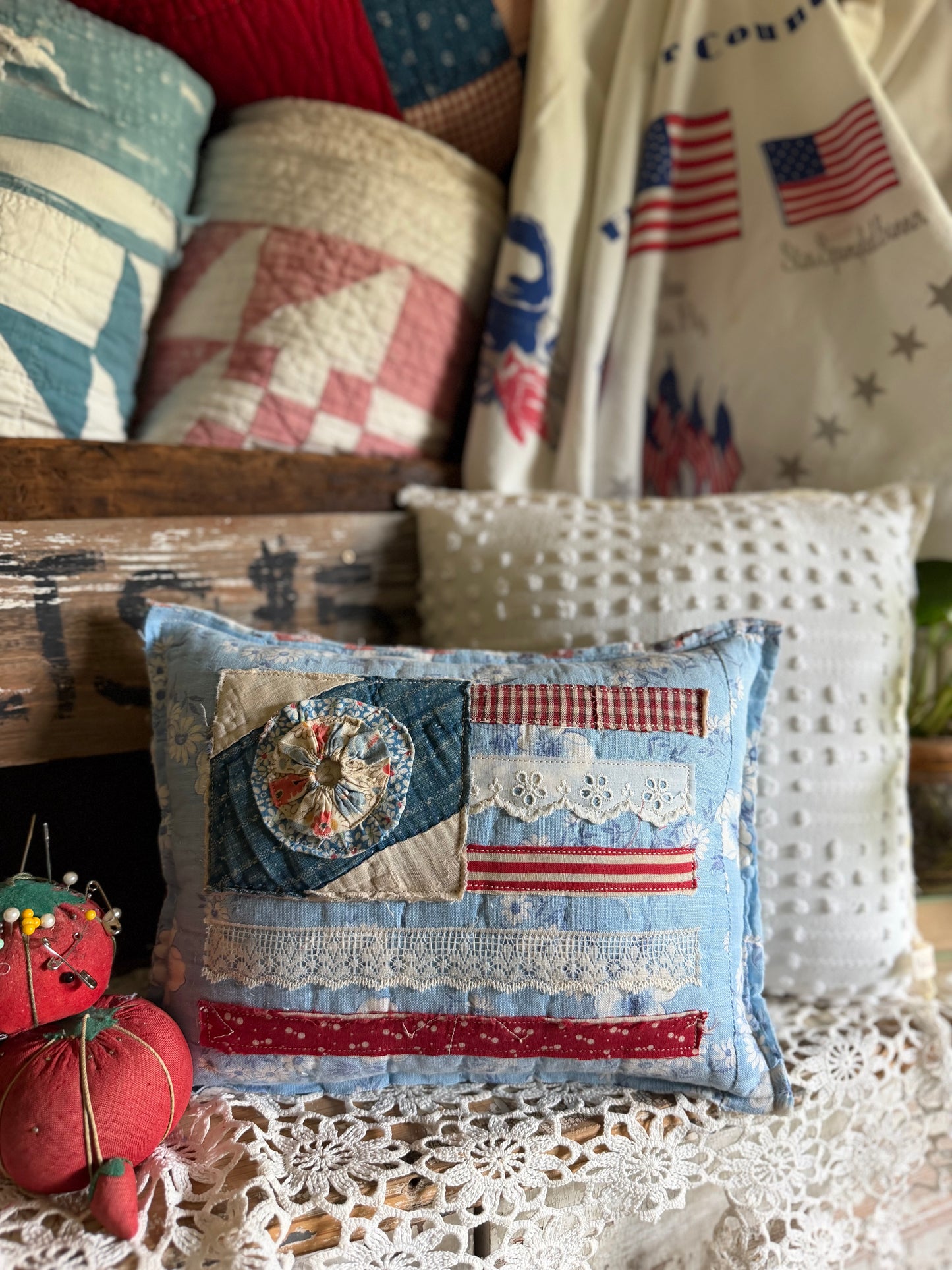 Red, White, and Bloom Pillow 4