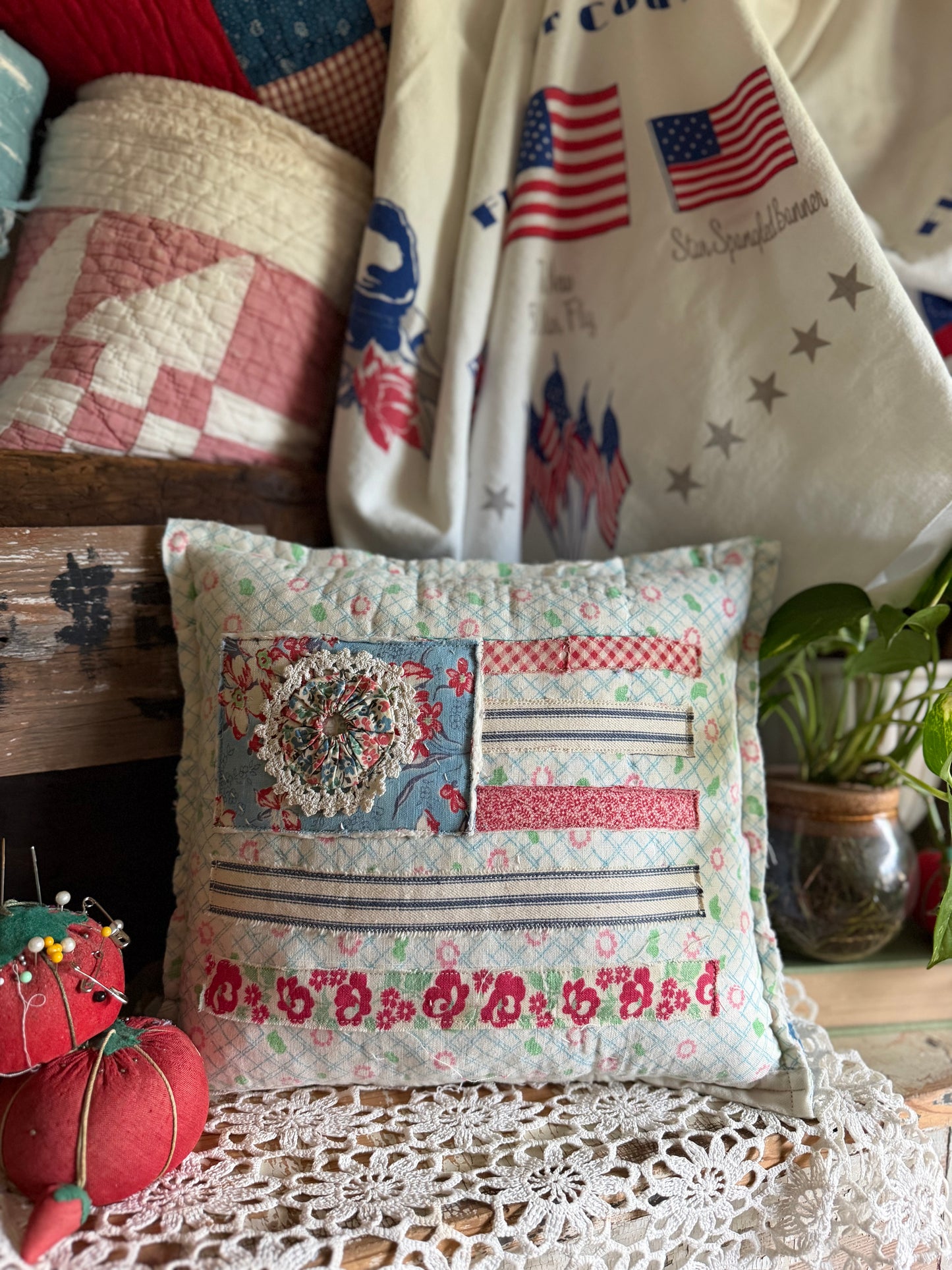 Red, White, and Bloom Pillow 5