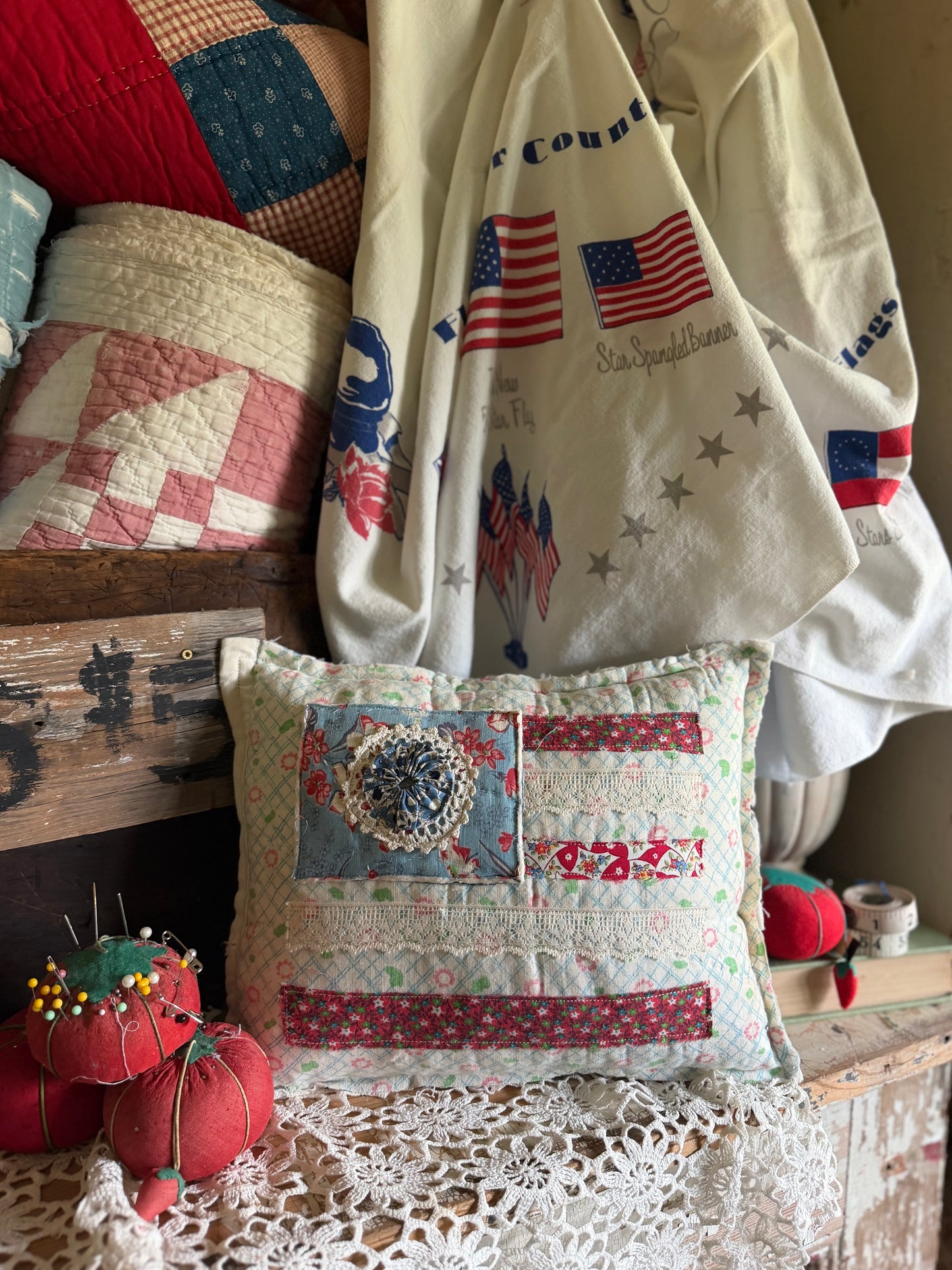 Red, White, and Bloom Pillow 6