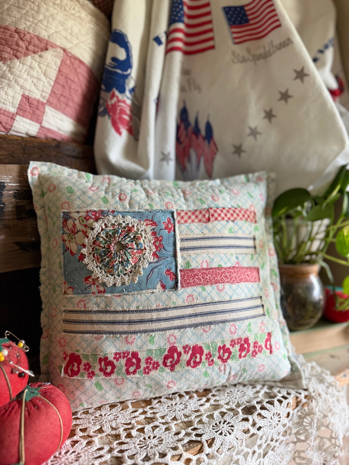 Red, White, and Bloom Pillow 5
