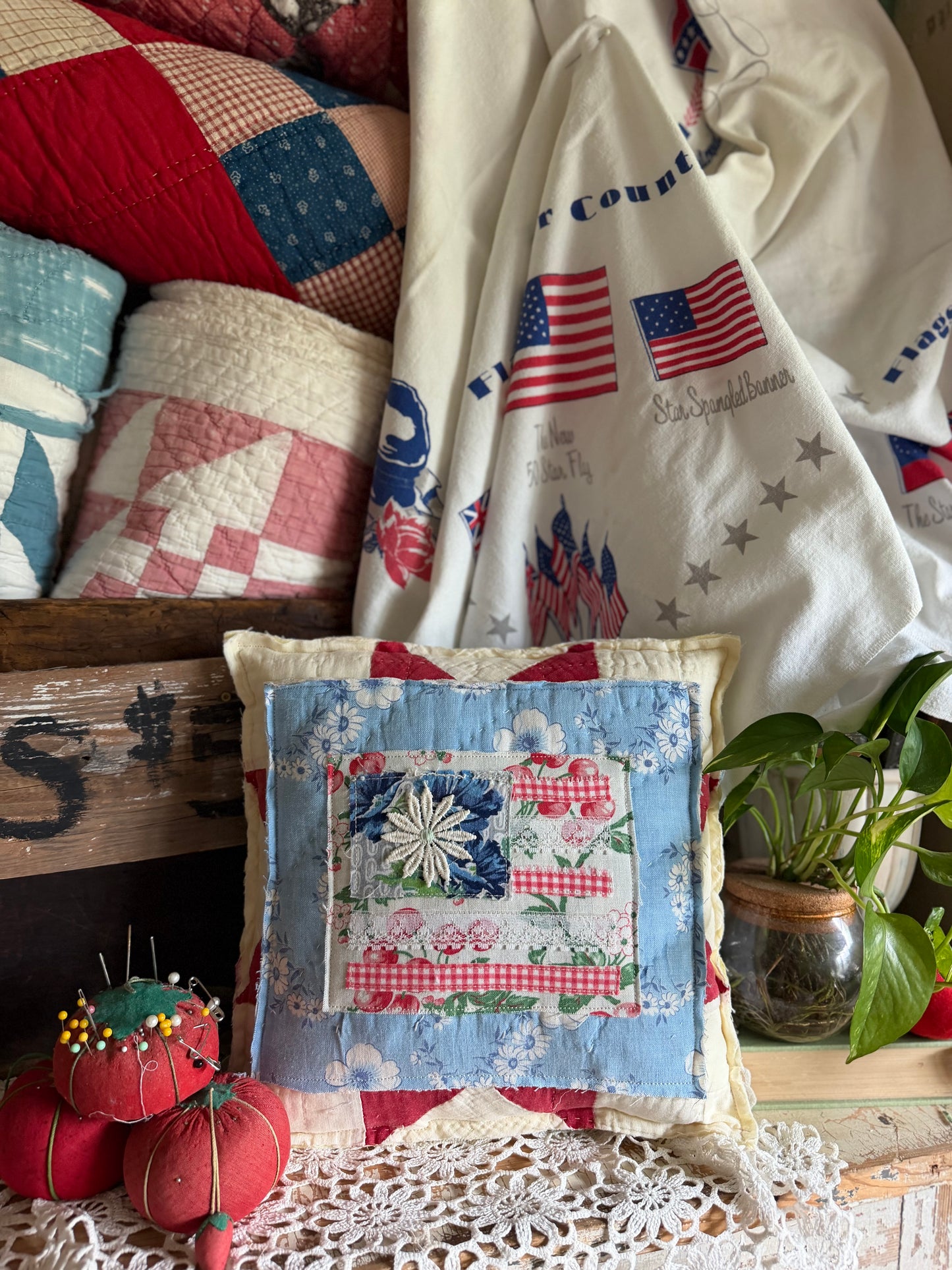 Red, White, and Bloom Pillow 3