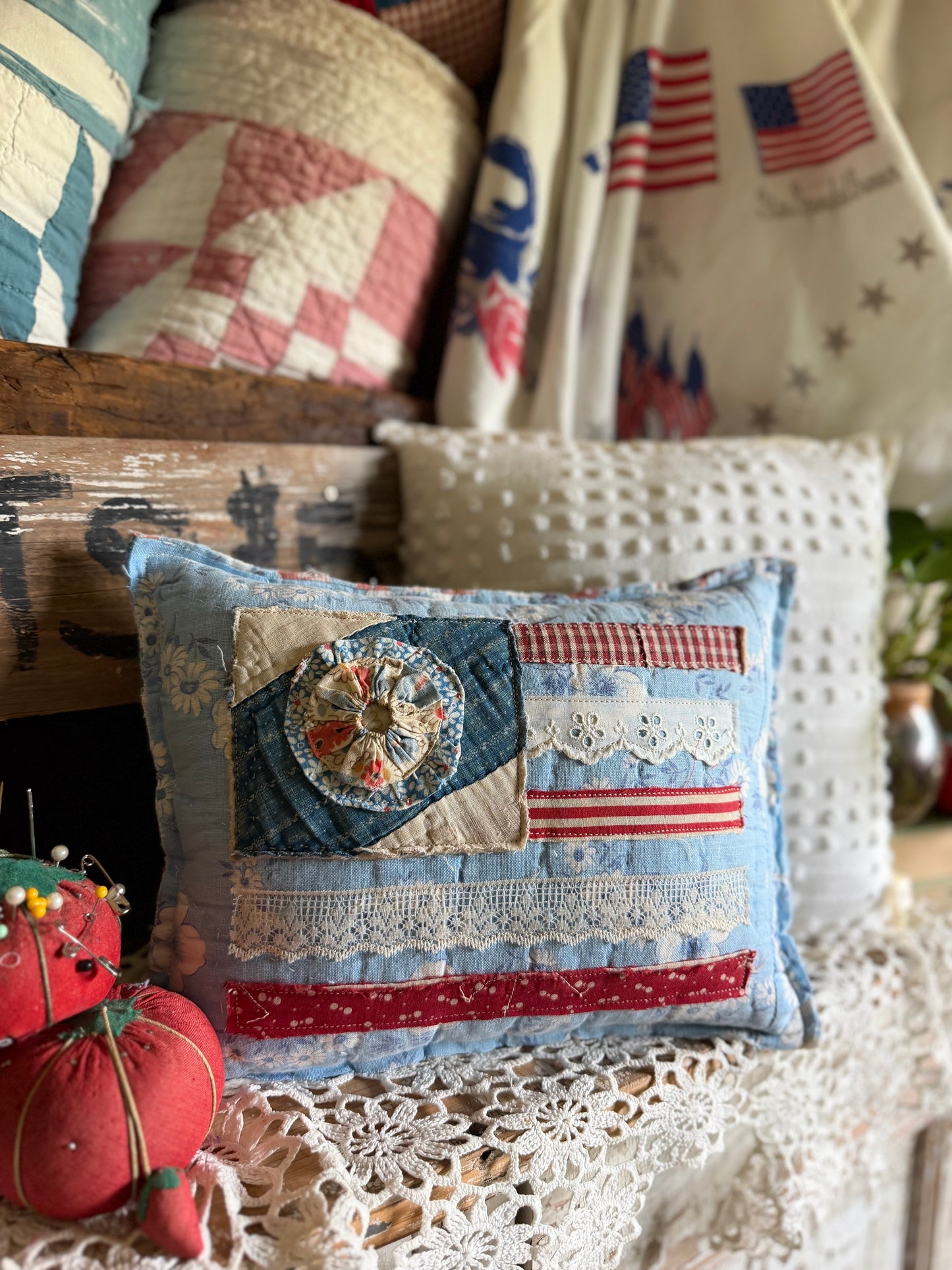 Red, White, and Bloom Pillow 4