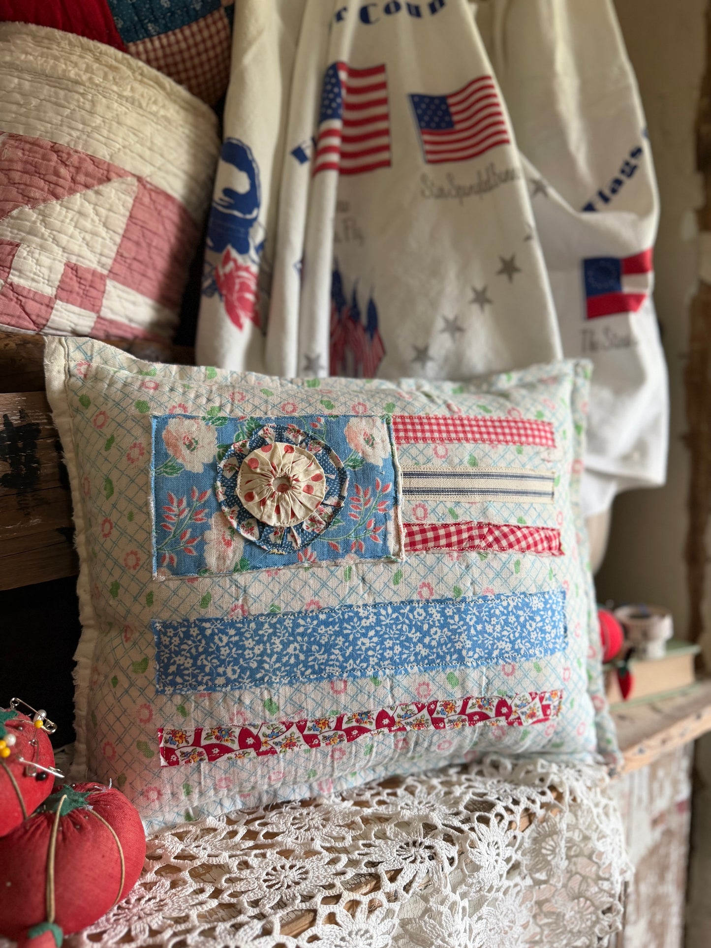 Red, White, and Bloom Pillow 7