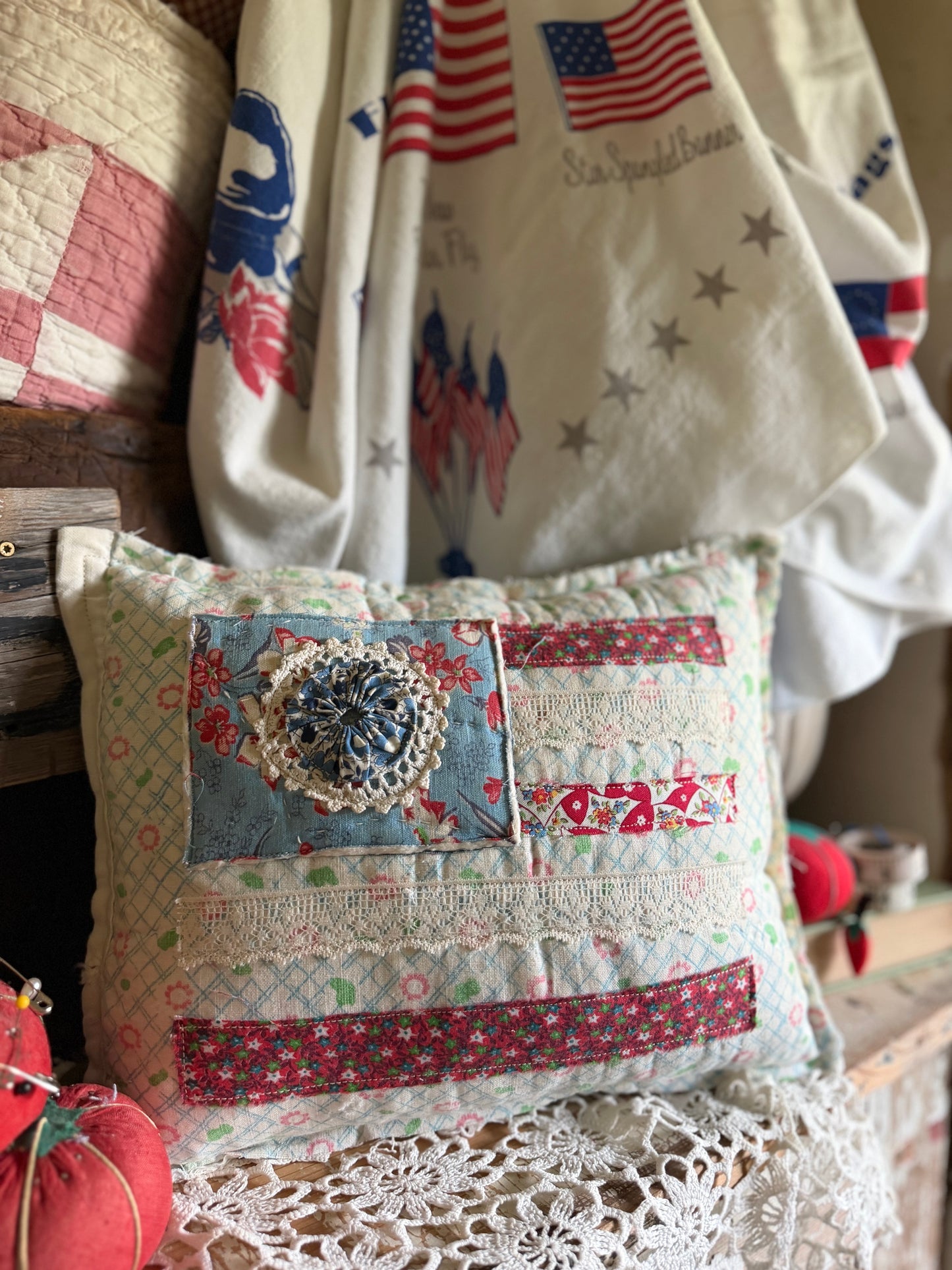 Red, White, and Bloom Pillow 6