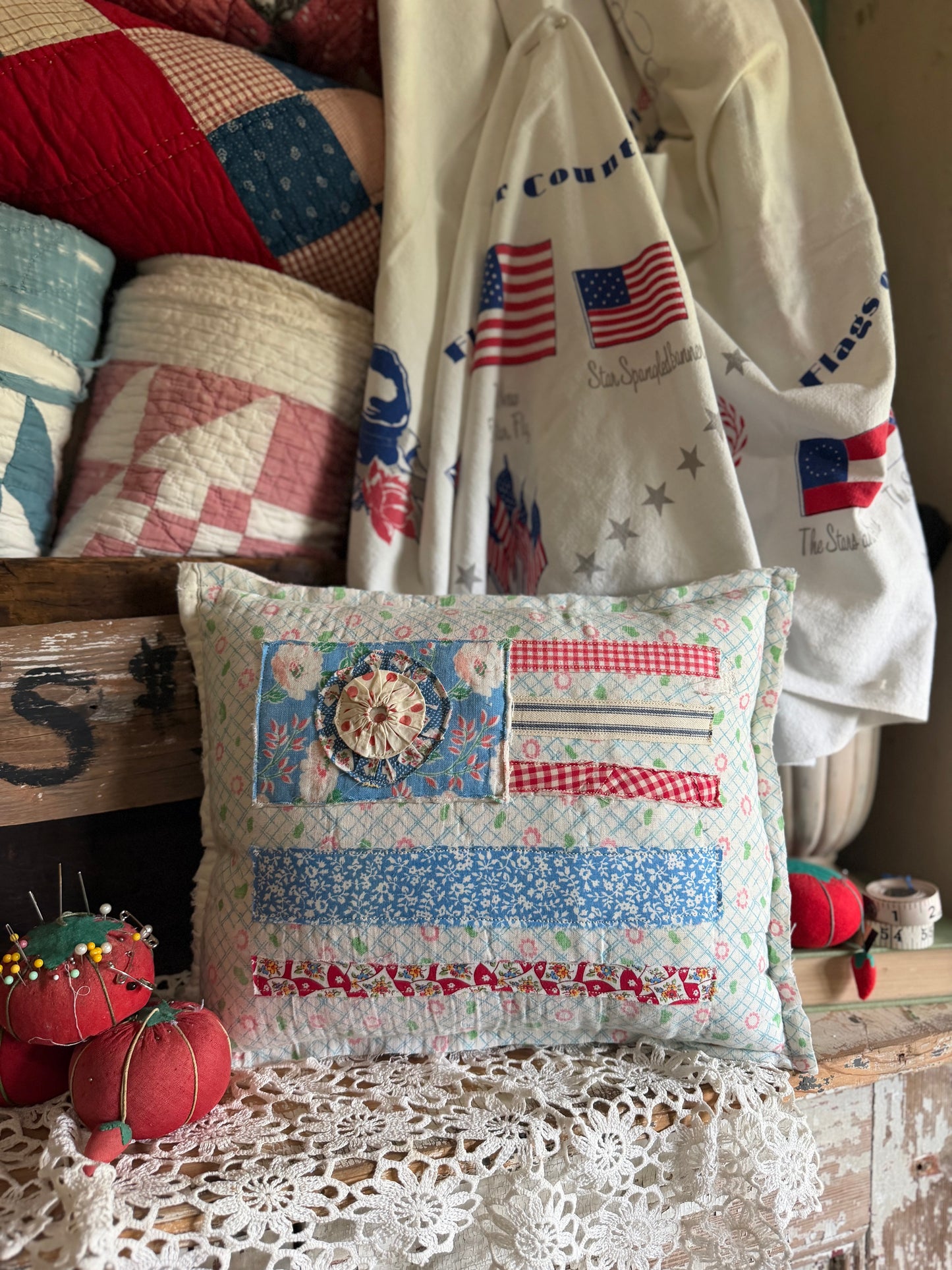 Red, White, and Bloom Pillow 7