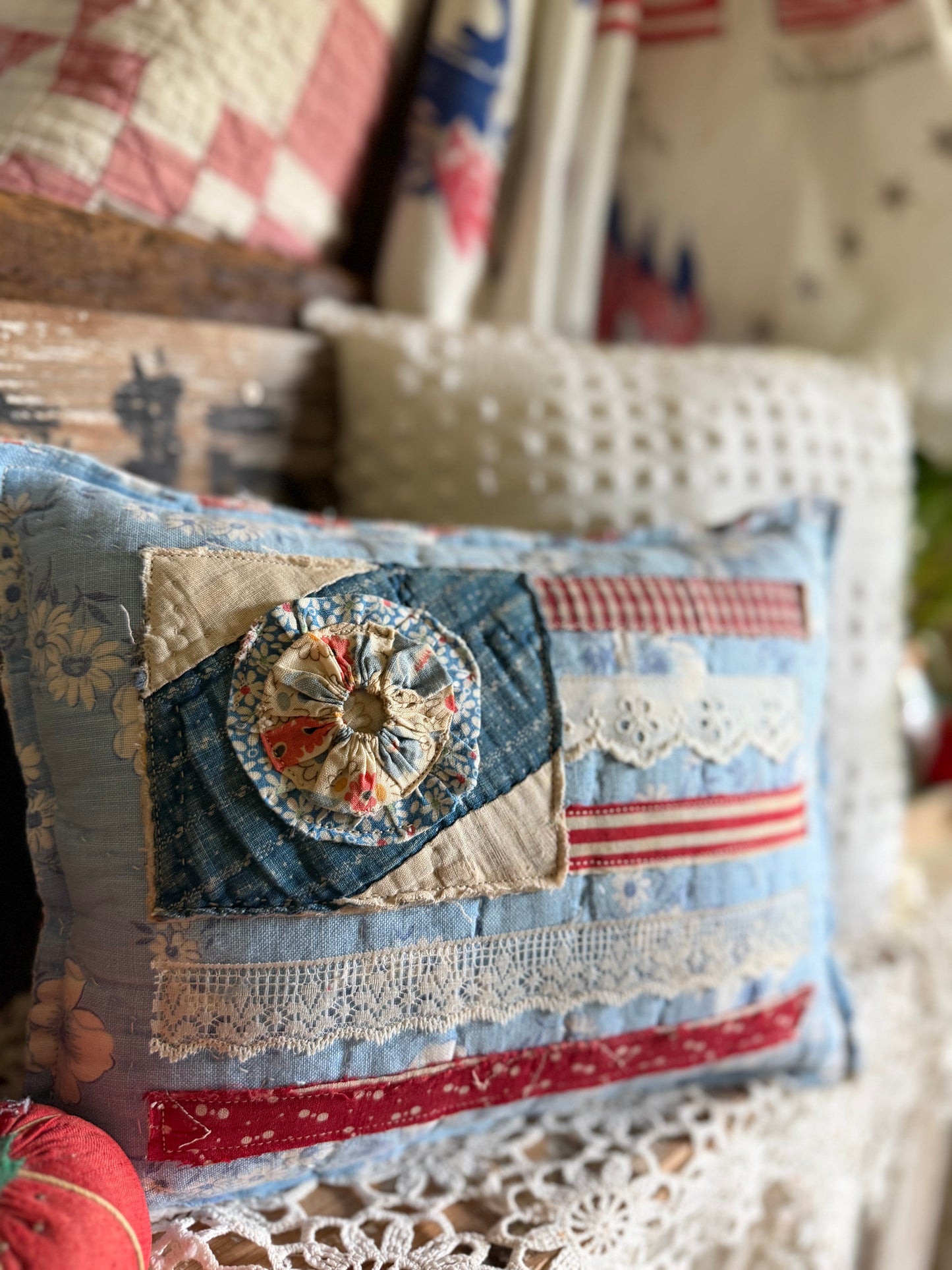Red, White, and Bloom Pillow 4