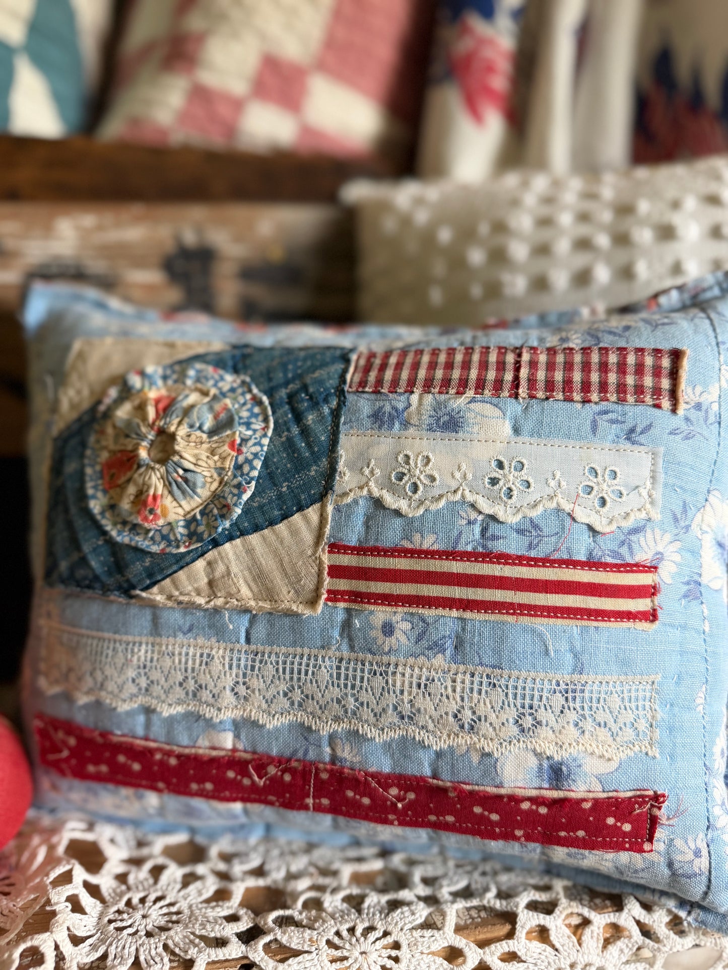 Red, White, and Bloom Pillow 4