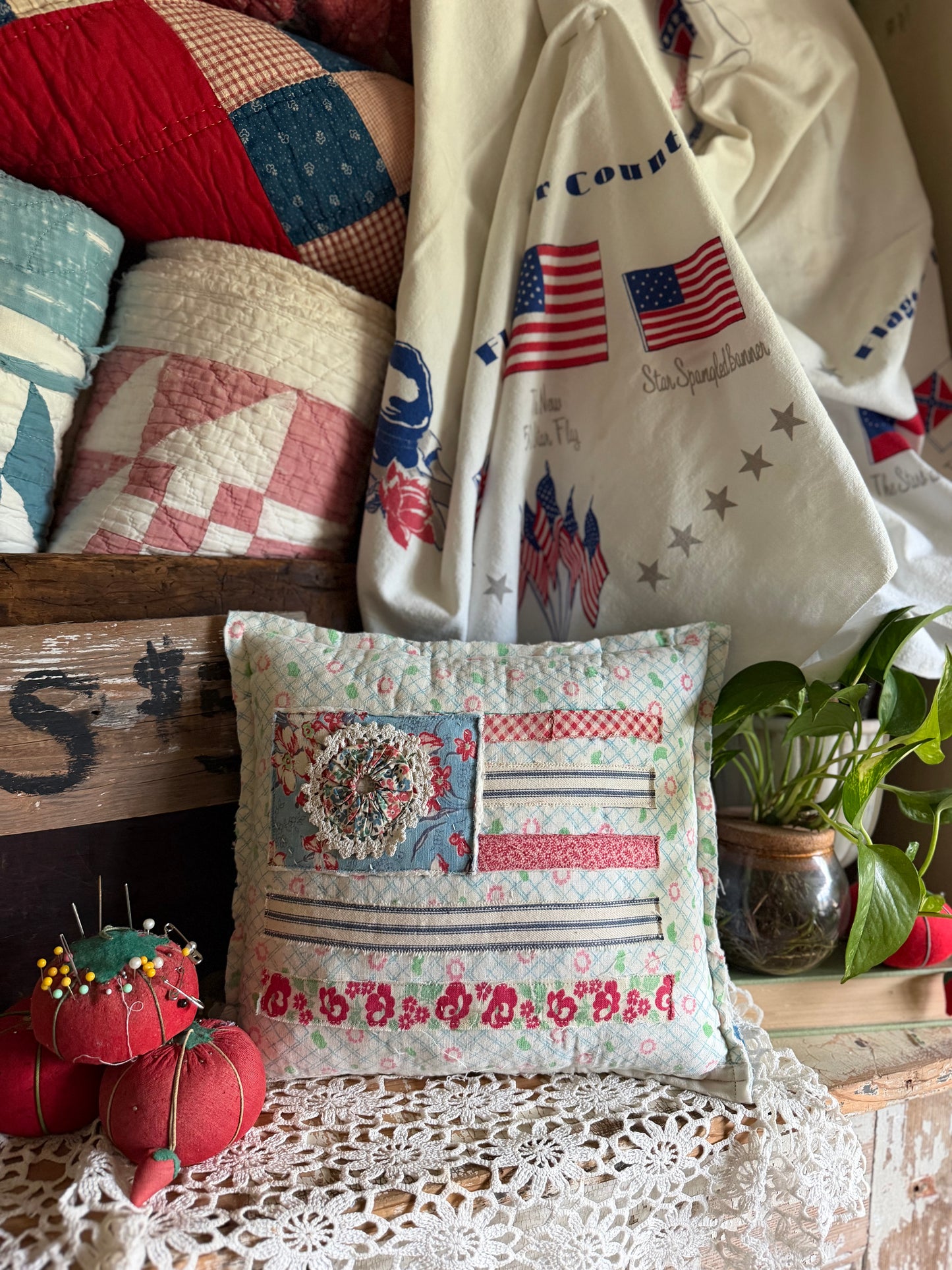 Red, White, and Bloom Pillow 5
