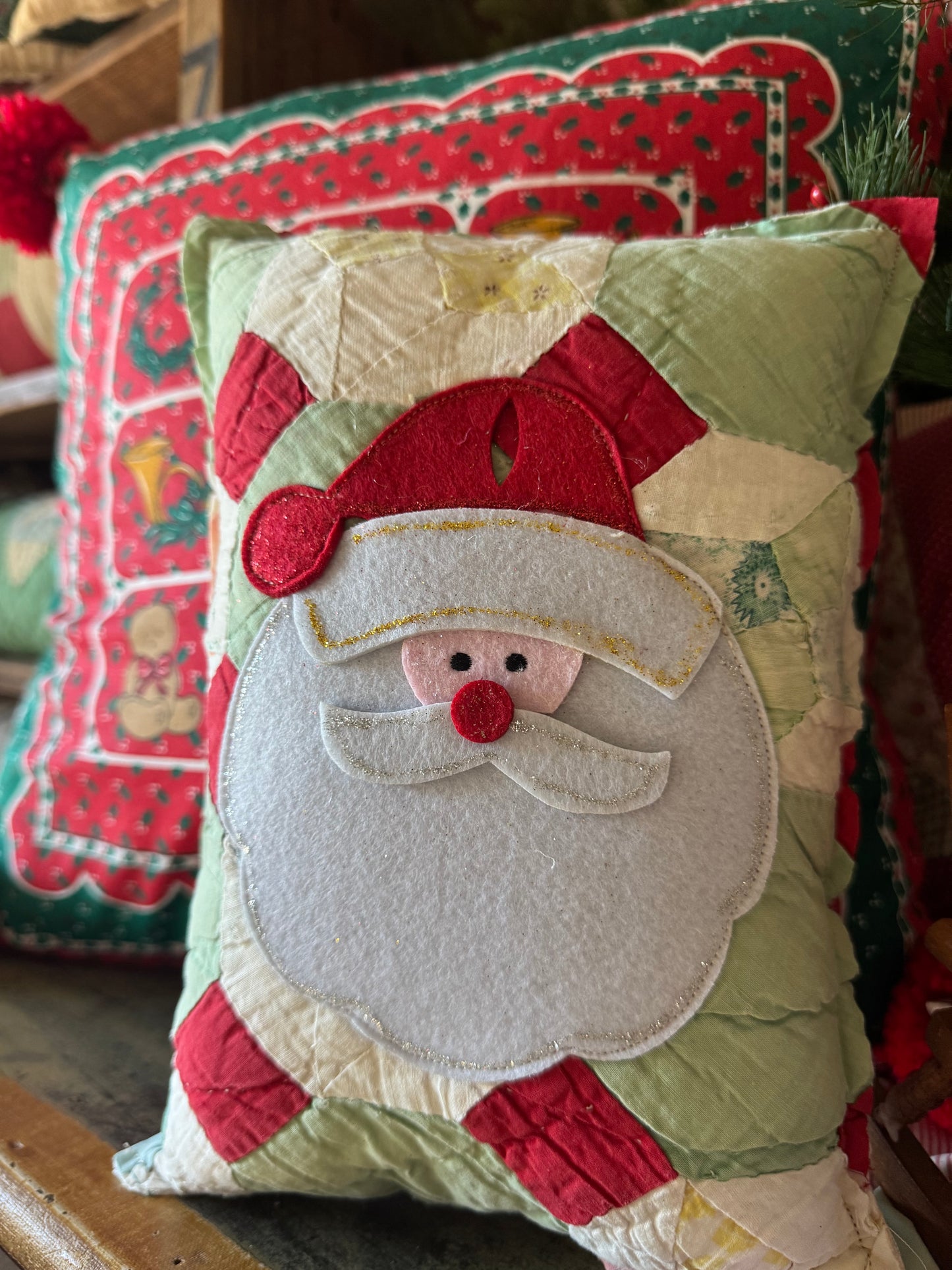 Handmade Felt Santa Mini Pillow 8