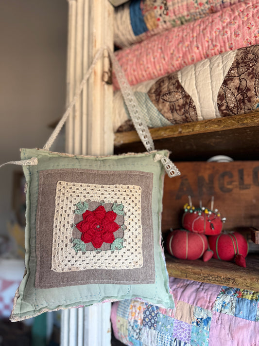 Vintage Doilie Hanging Pillow 4