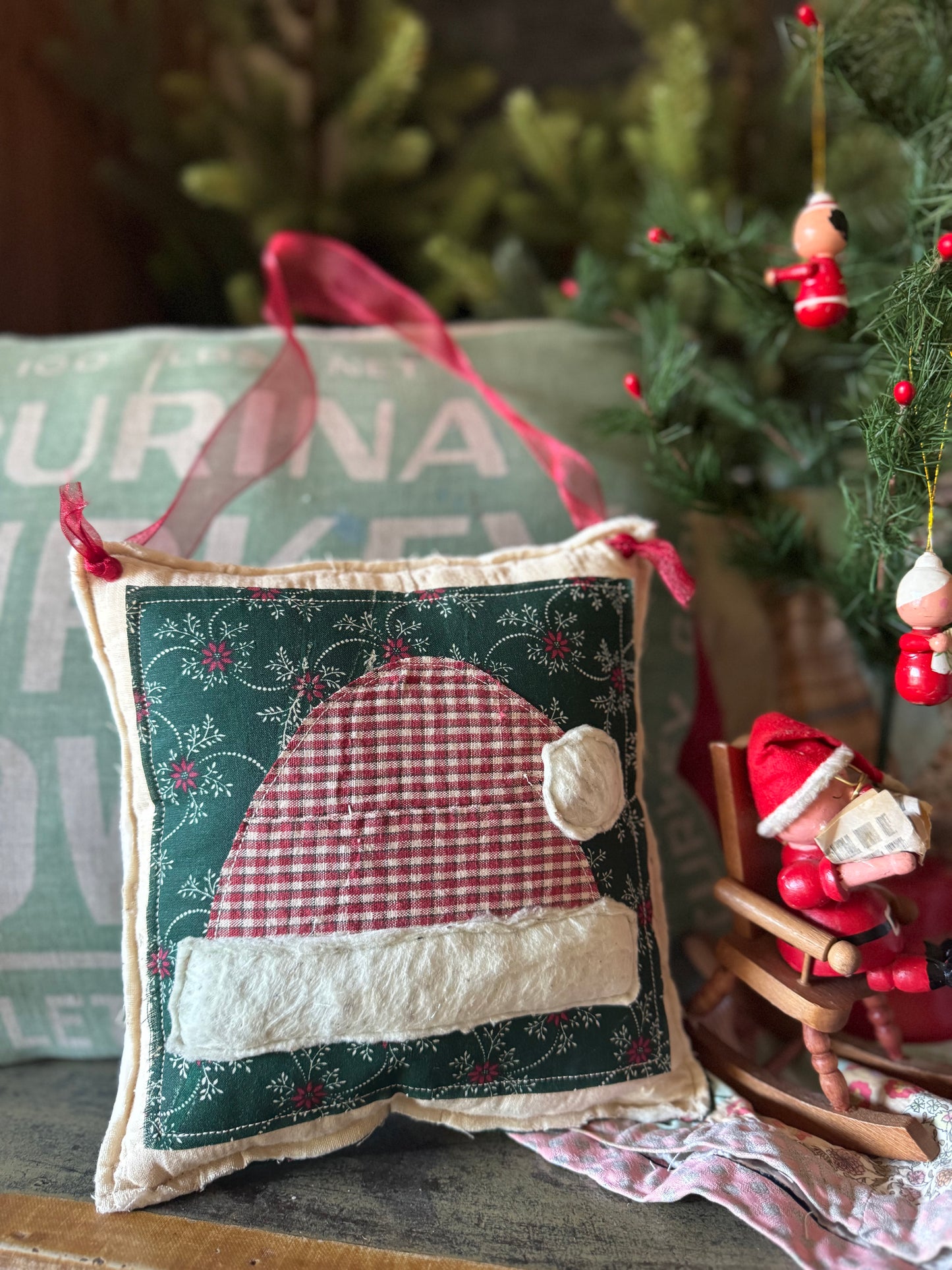 Hanging Mini Santa Hat Pillow