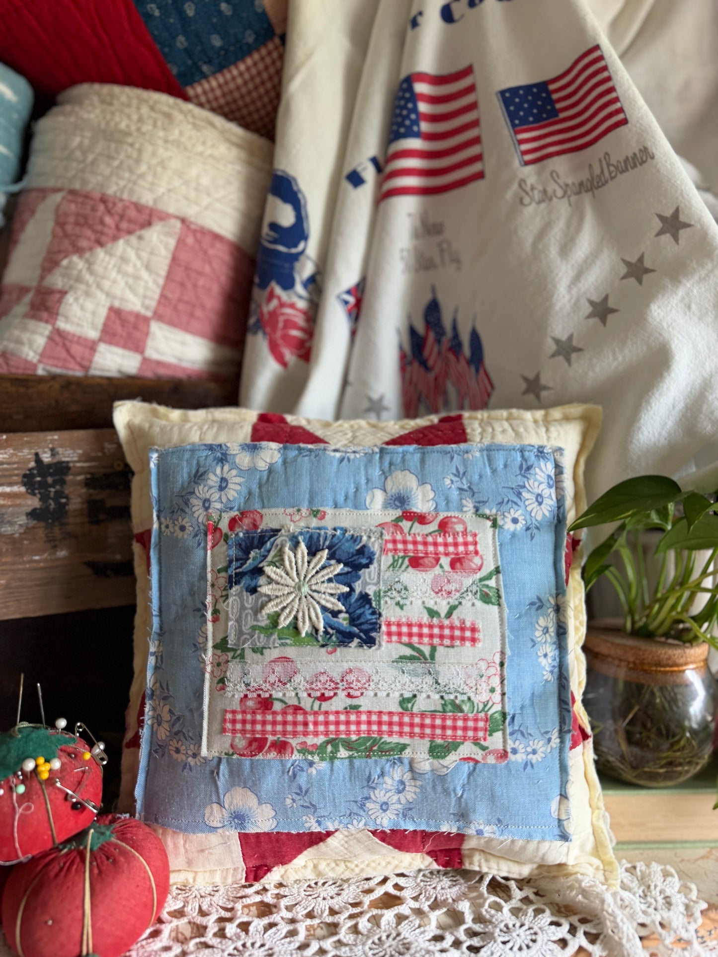 Red, White, and Bloom Pillow 3