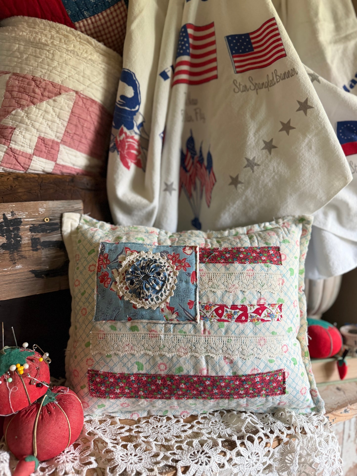 Red, White, and Bloom Pillow 6