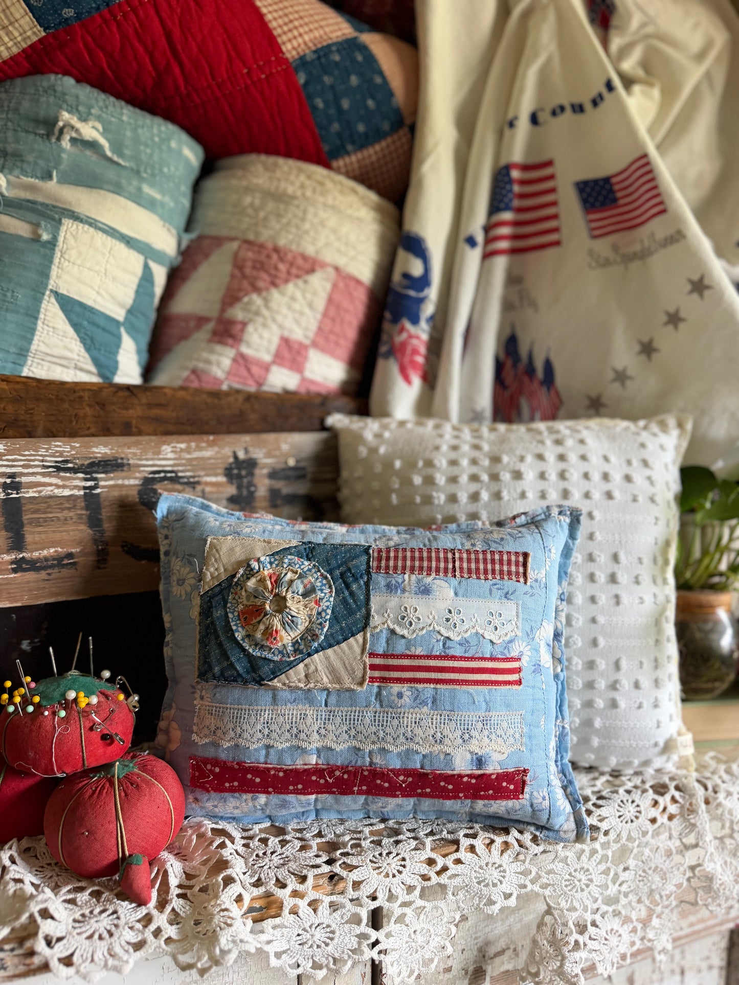 Red, White, and Bloom Pillow 4
