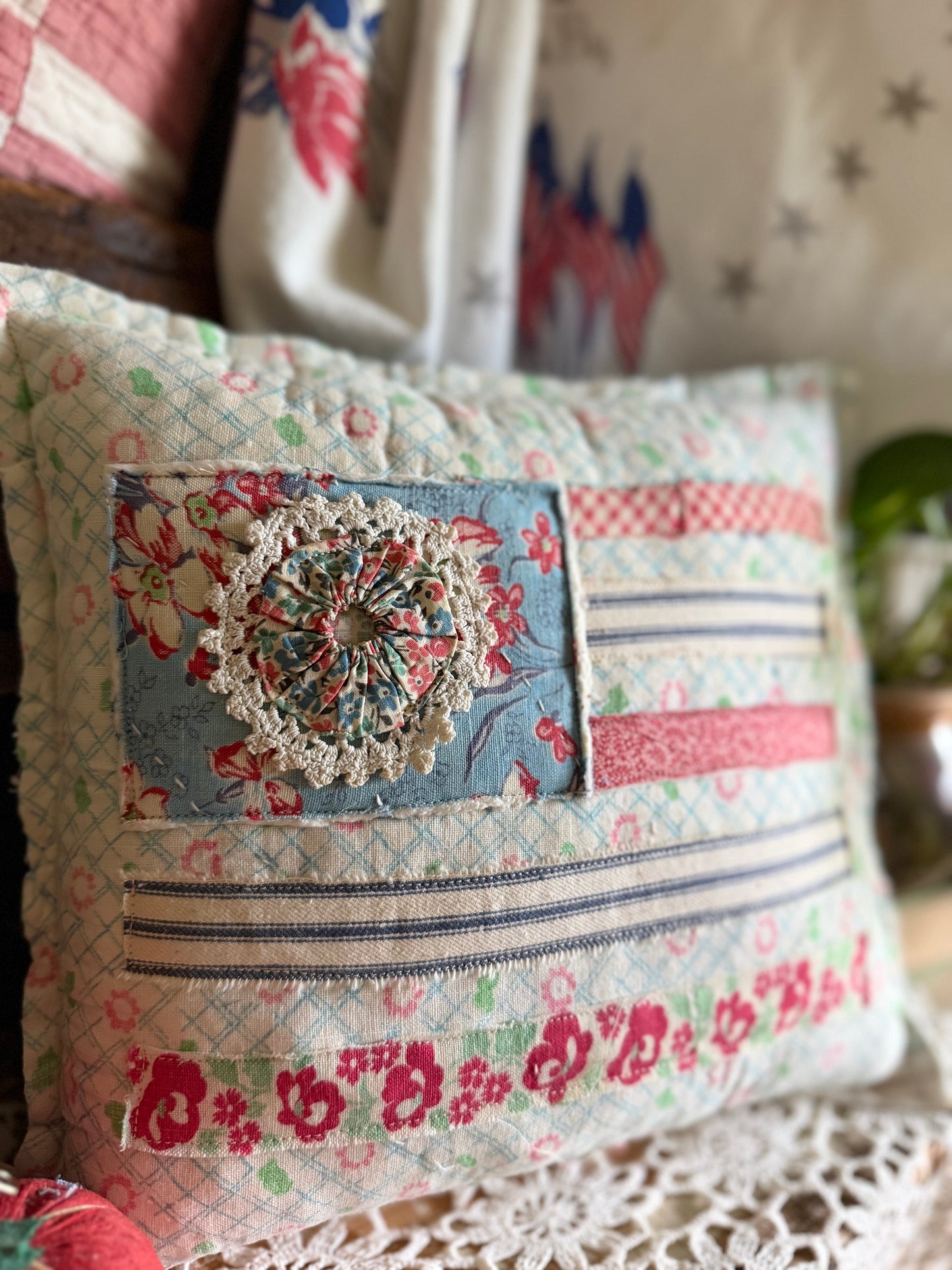 Red, White, and Bloom Pillow 5