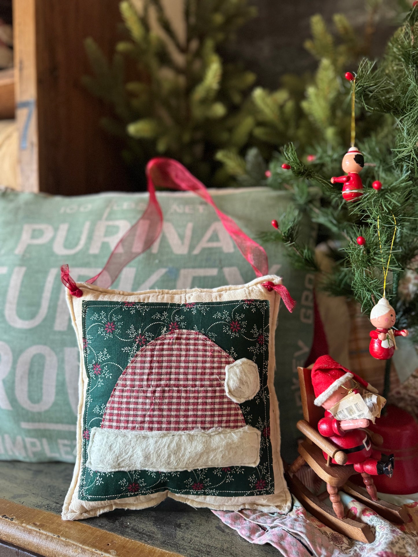 Hanging Mini Santa Hat Pillow