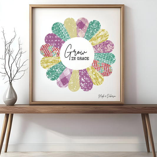 Maple & Dickerson Grow in Grace Framed Wood sign