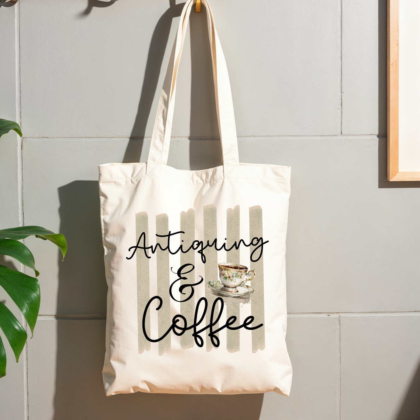 Antiquing and Coffee tote bag
