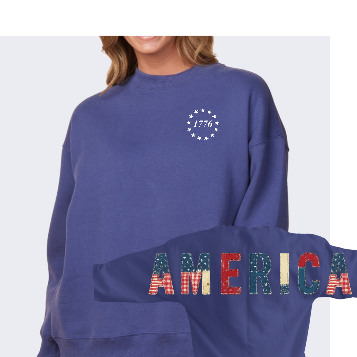 America Patchwork 1776 Crewneck Sweatshirt