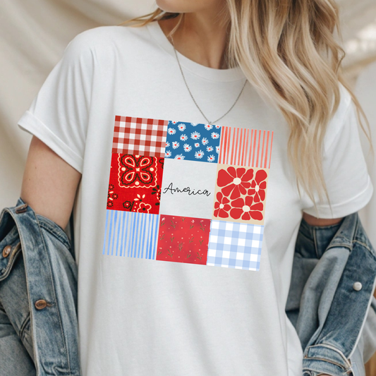 America Color Block Tshirt or Long sleeve