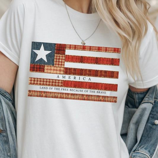 American Flag Land of the free because of the brave Tshirt or Long sleeve